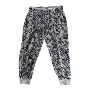 JoyLab Womens XL Snakeskin Print Joggers Grey Black French Terry Sweatpants